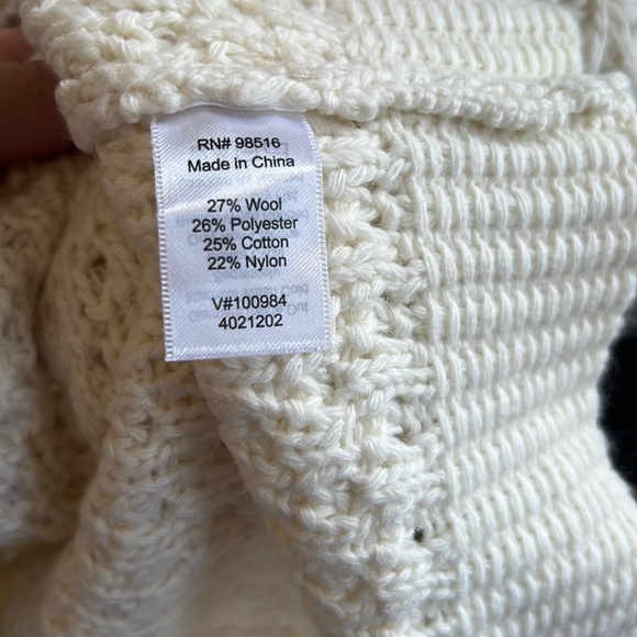 Coldwater Creek Cream cable mix cardigan wool blend short sleeve loose knit - Picture 3 of 6